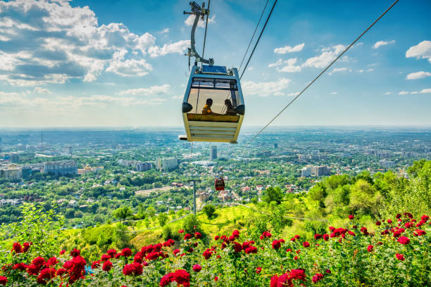 The cable car gondola to Kok Tobe Hill in Almaty, Kazakhstan